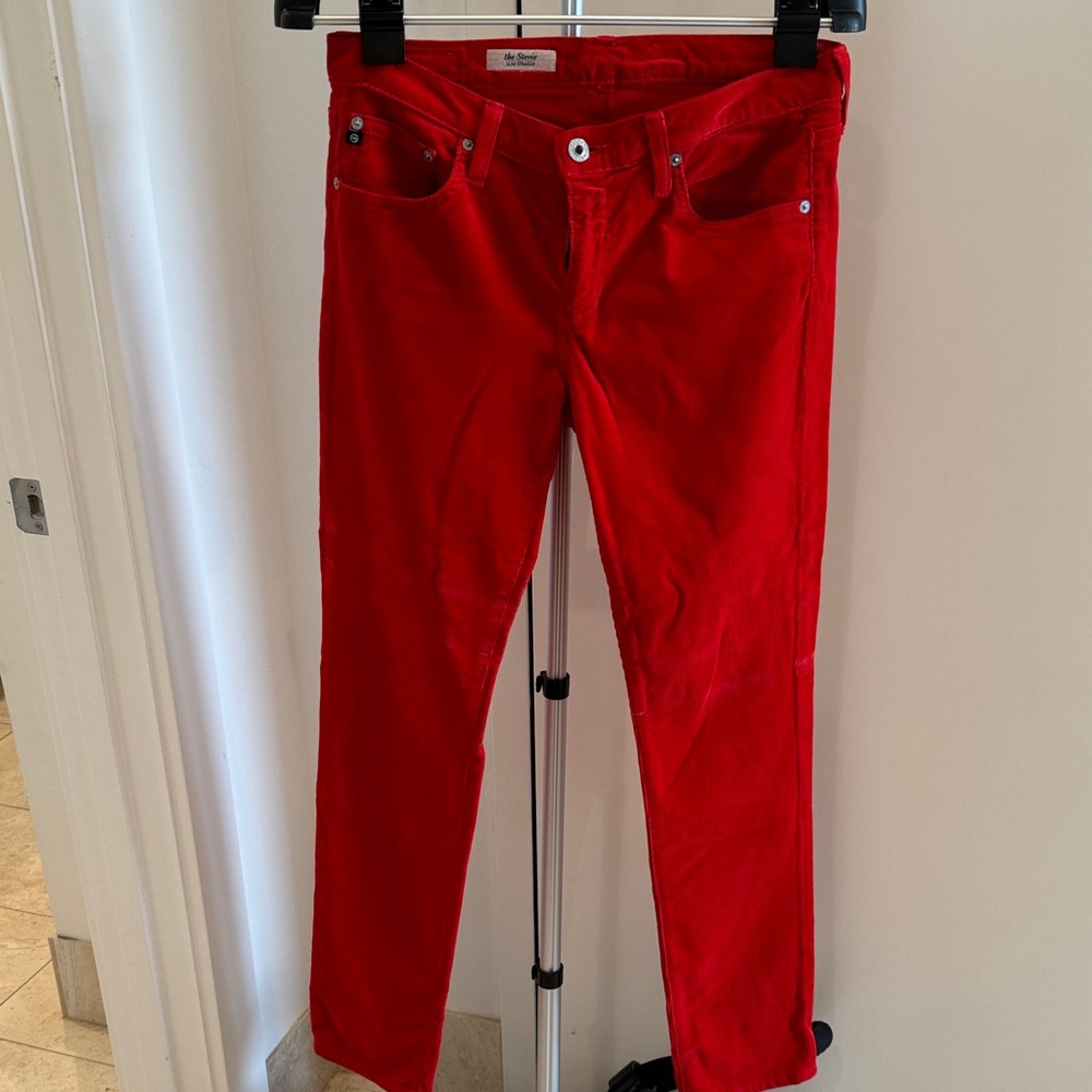 Ag Adriano Goldschmied Vibrant Red Skinny corduroy pants!
